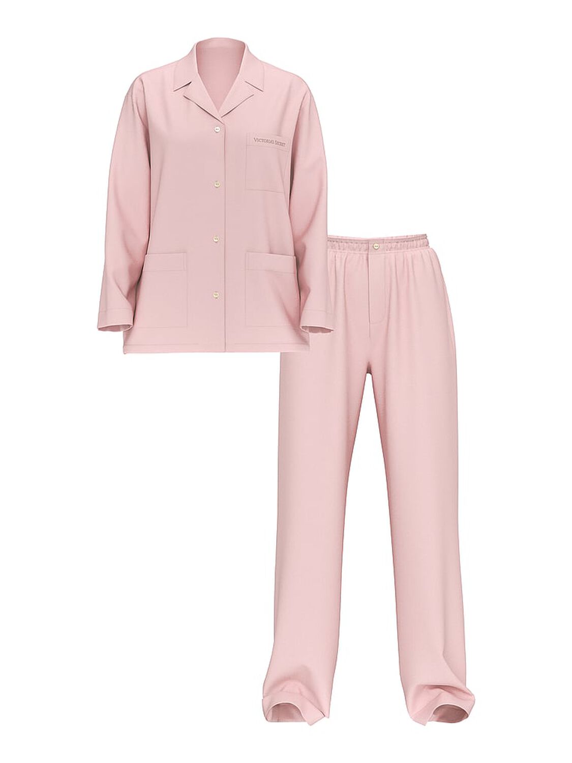 vs Victoria's Secret Heritage Cotton Oversized Long Pajama Set Angel Pink 1 of 1 