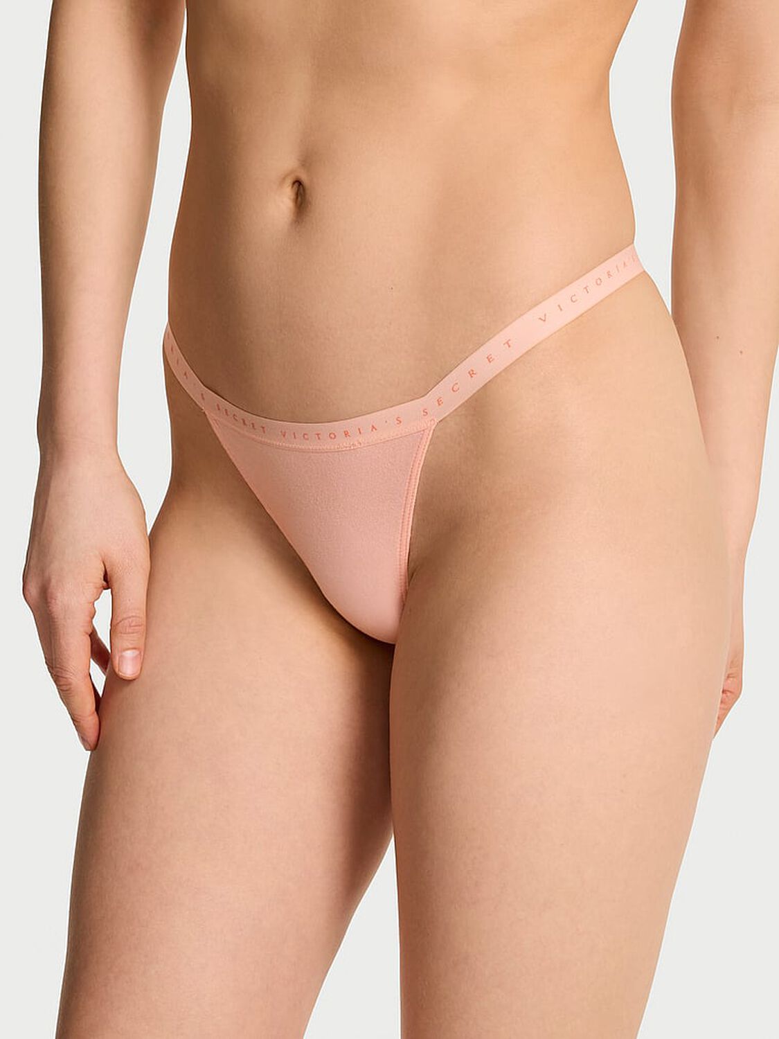 vs Victoria's Secret Stretch Cotton V-String Panty Pink Gin 1 of 3 