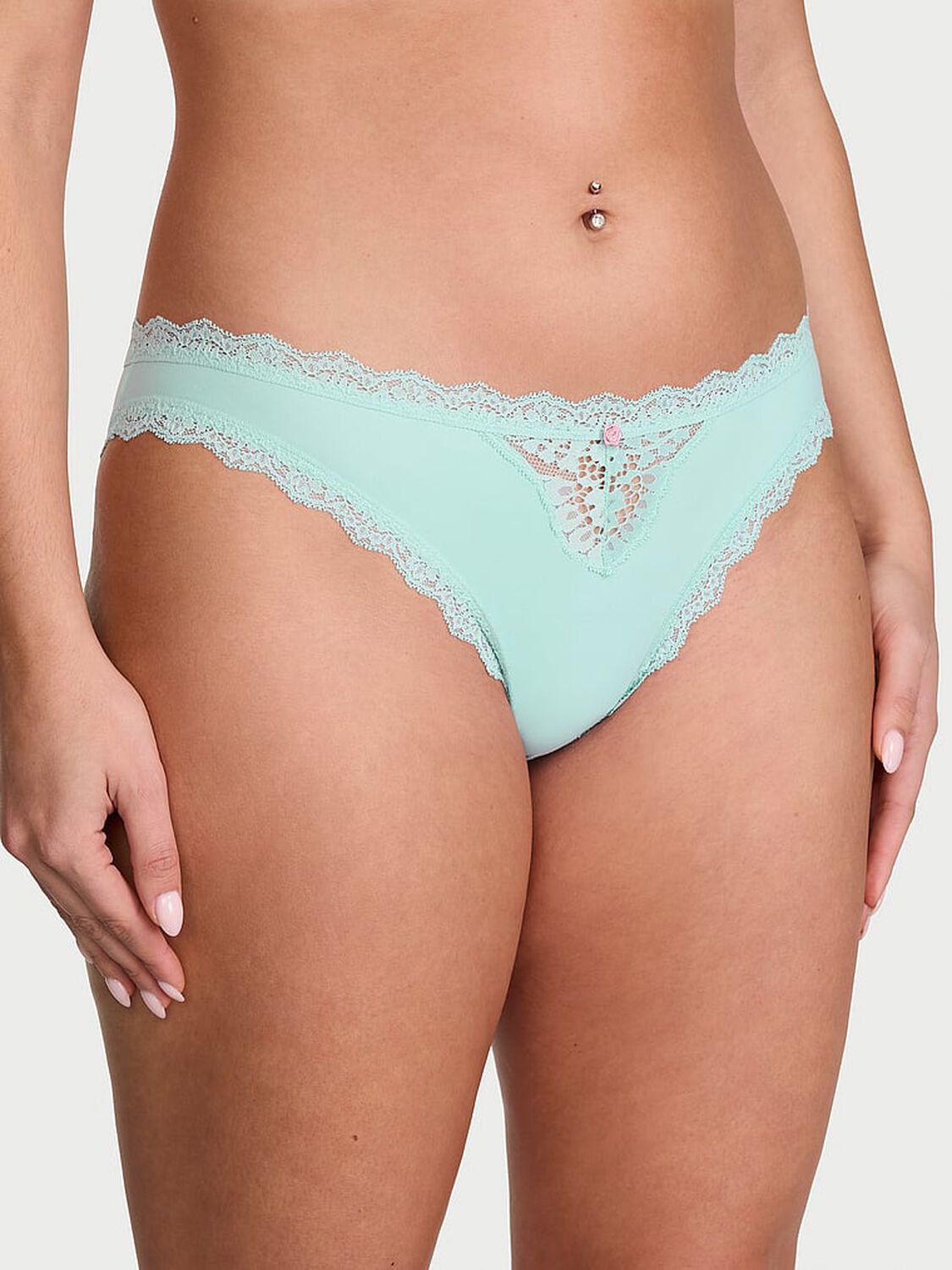 vs Dream Angels Lace-Trim Bikini Panty Canal Blue 1 of 3 