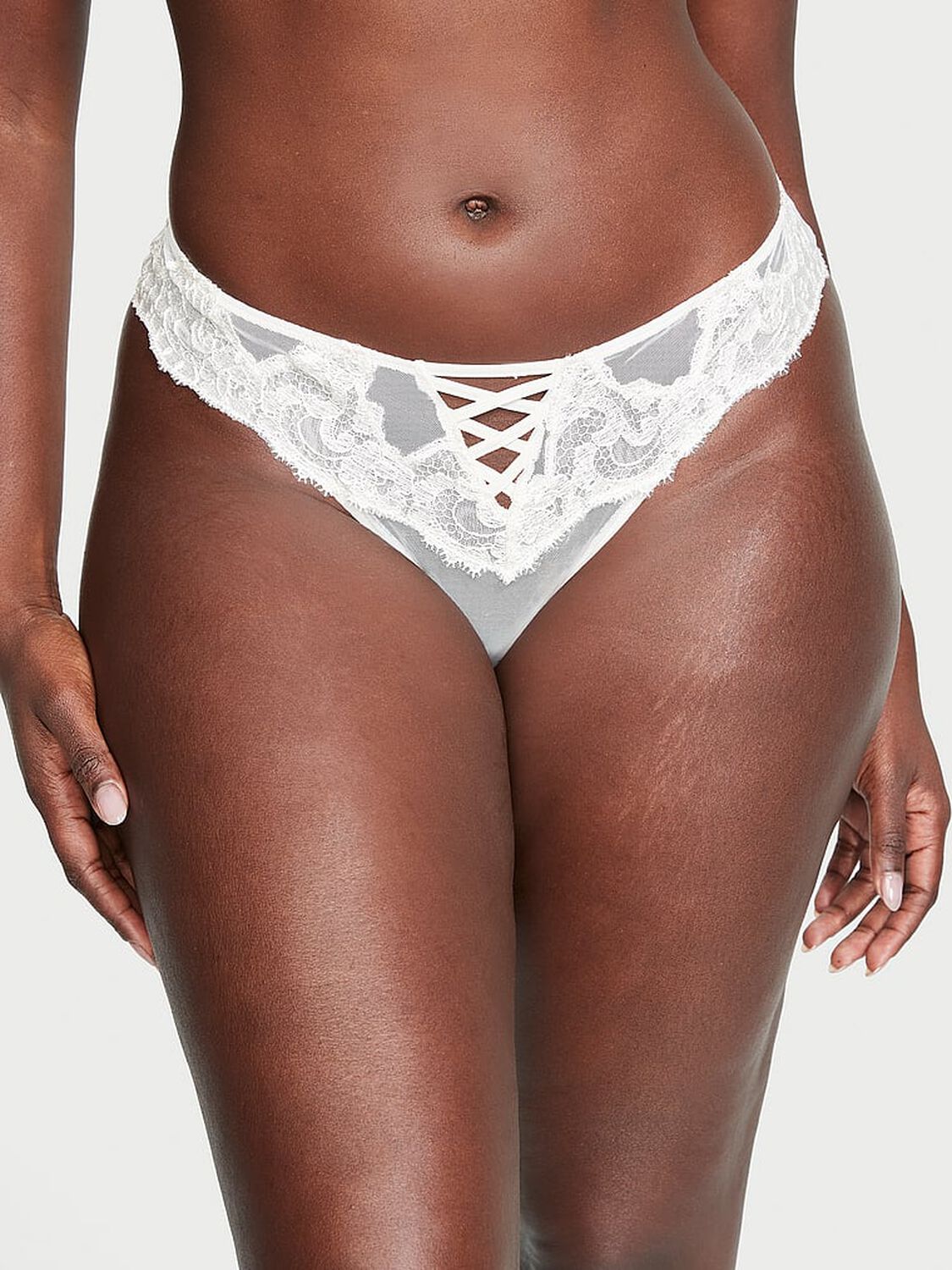 vs Dream Angels Boho Floral Embroidery Brazilian Panty Coconut White 1 of 4 