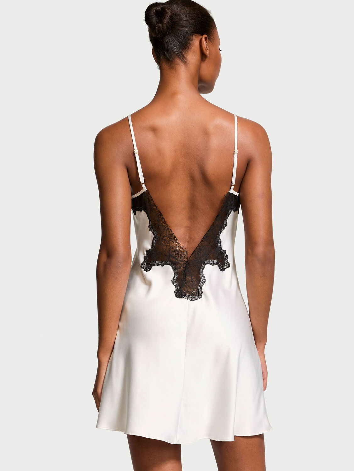 vs Victoria's Secret Satin & Rose Lace Mini Slip Coconut White 3 of 3 