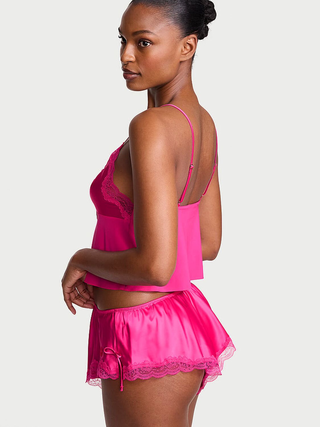 vs Victoria's Secret Tease Satin & Chiffon Flyaway Cami Set Enchanted Pink 2 of 4 