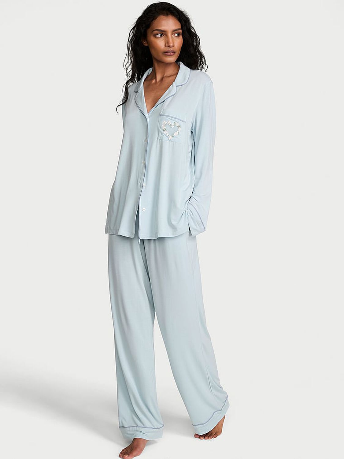 vs Victoria's Secret SoSoft&trade; Modal Daisy Long Pajama Set Celestial Blue 1 of 2 
