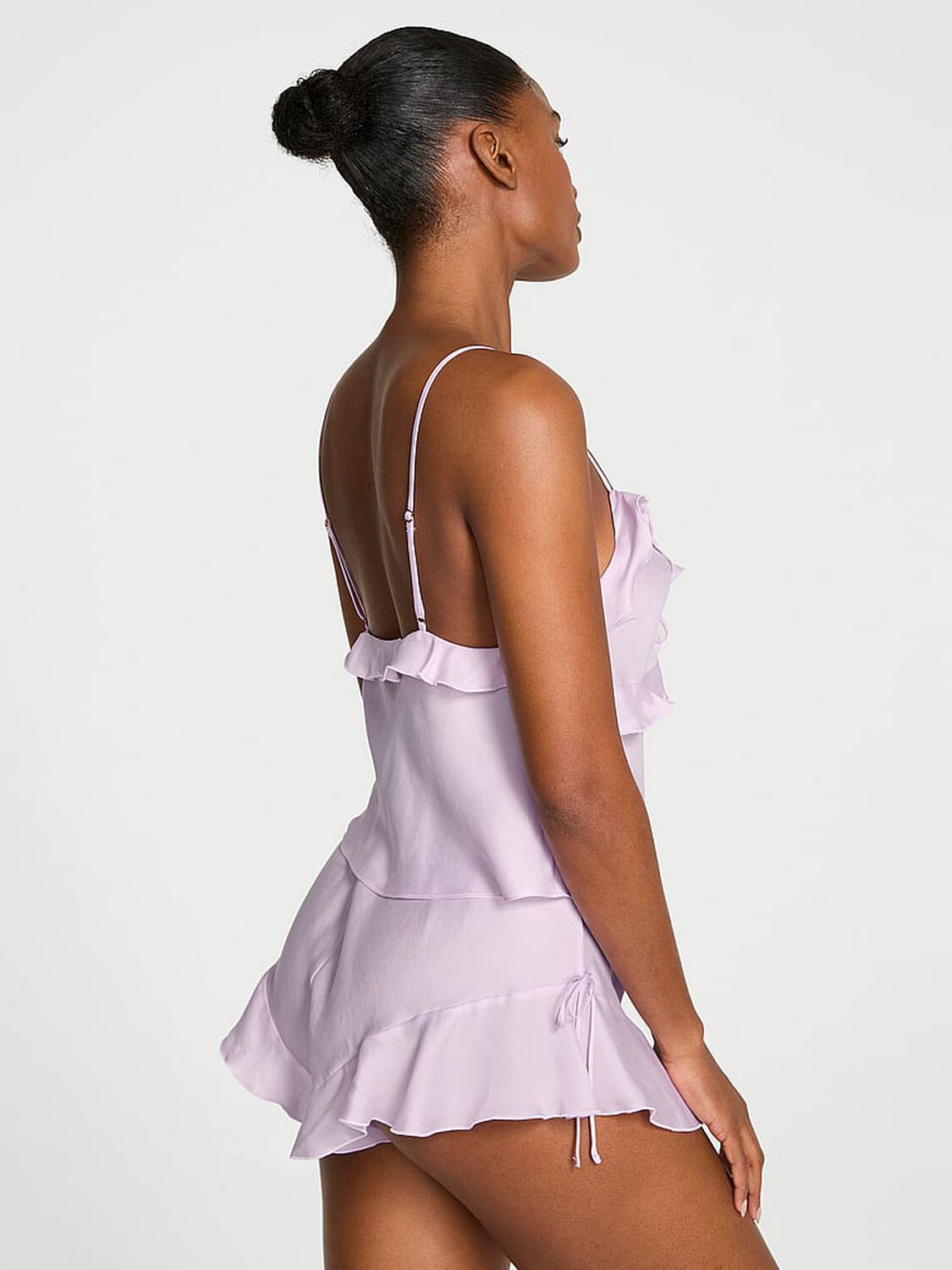 vs Dream Angels Silky Flutter Ruffled Cami & Shorts Set Delicate Violet 2 of 4 