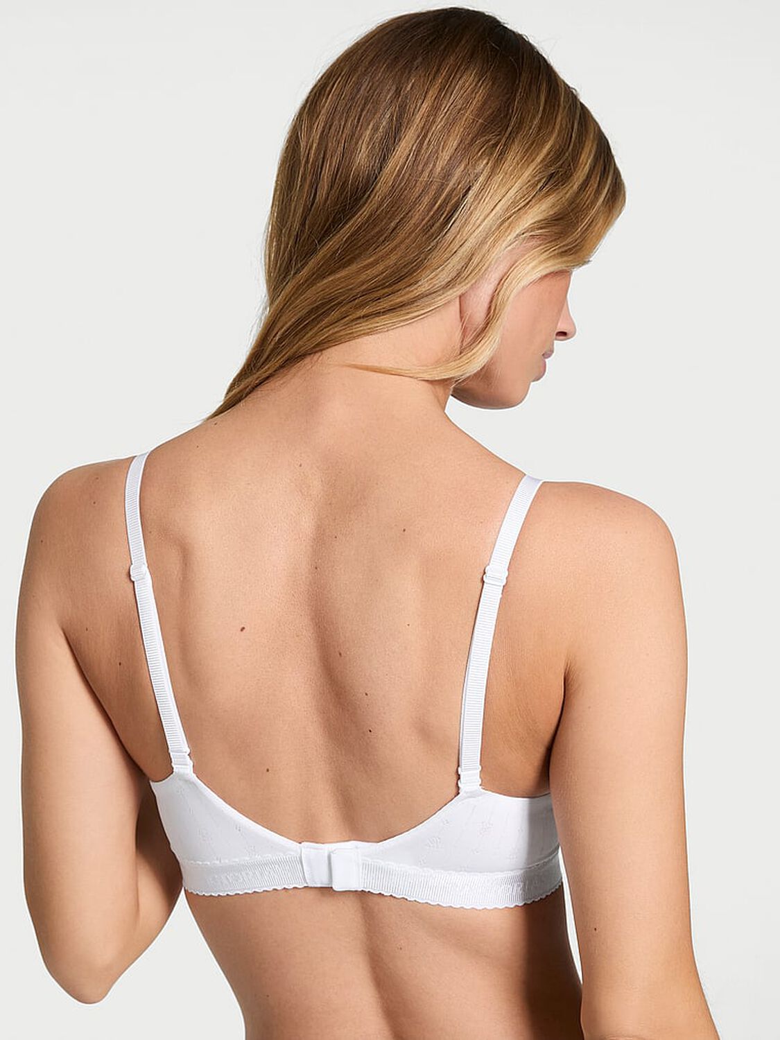 vs The T-Shirt Pointelle Logo Lightly Lined Wireless Bra Vs White 2 of 3 