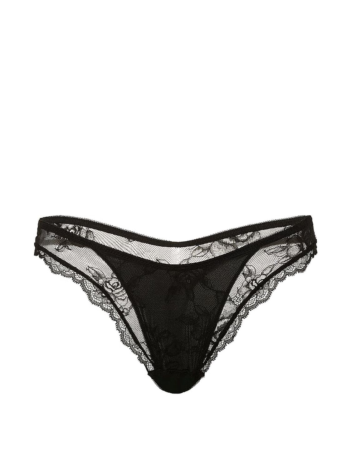 vs Very Sexy Rose Lace Overlay Thong Panty Black 3 of 3 