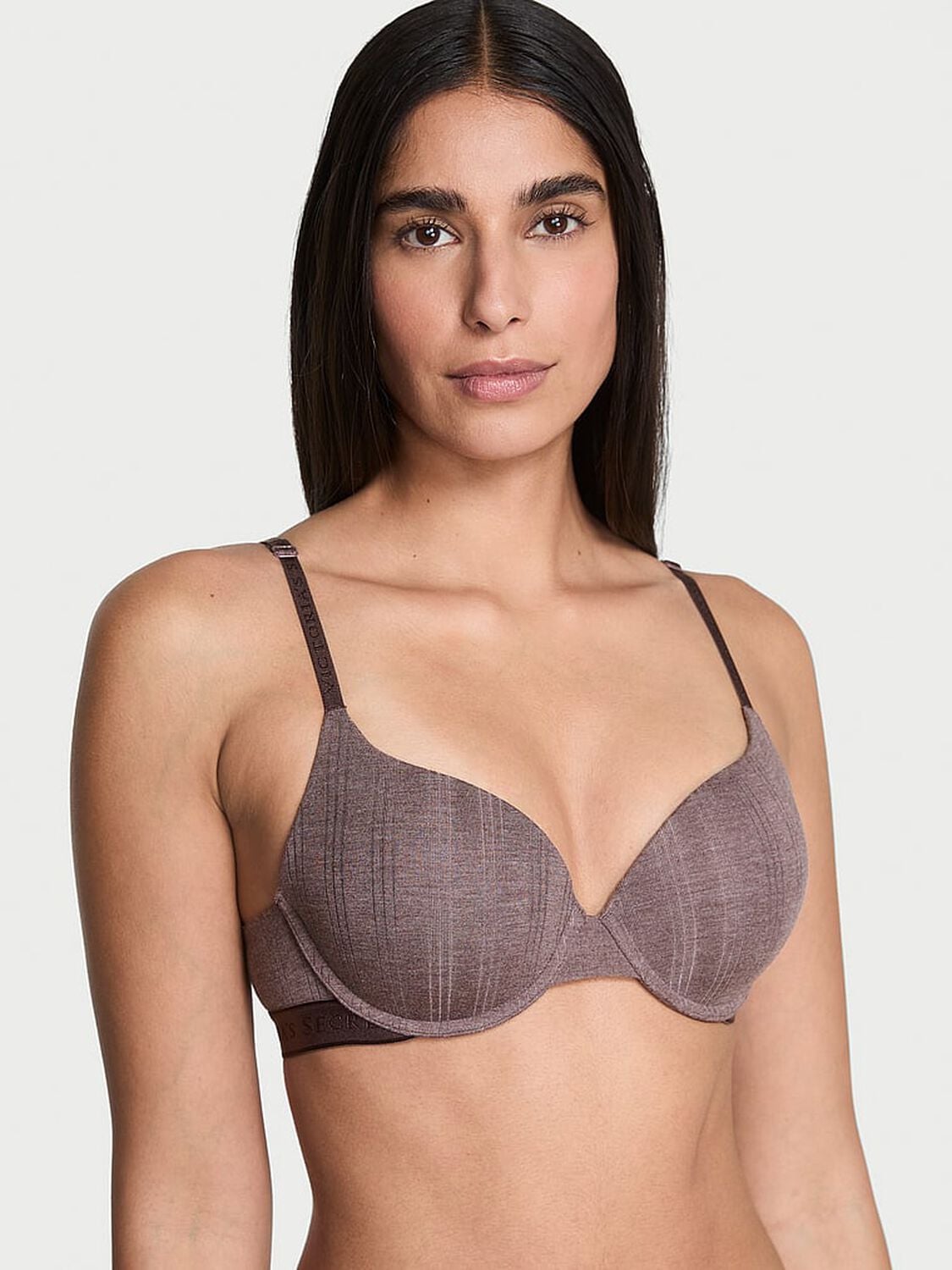 vs The T-Shirt Ultra-Fine Modal Perfect Shape Push-Up Bra Heather Cocoa Blush 1 of 3 