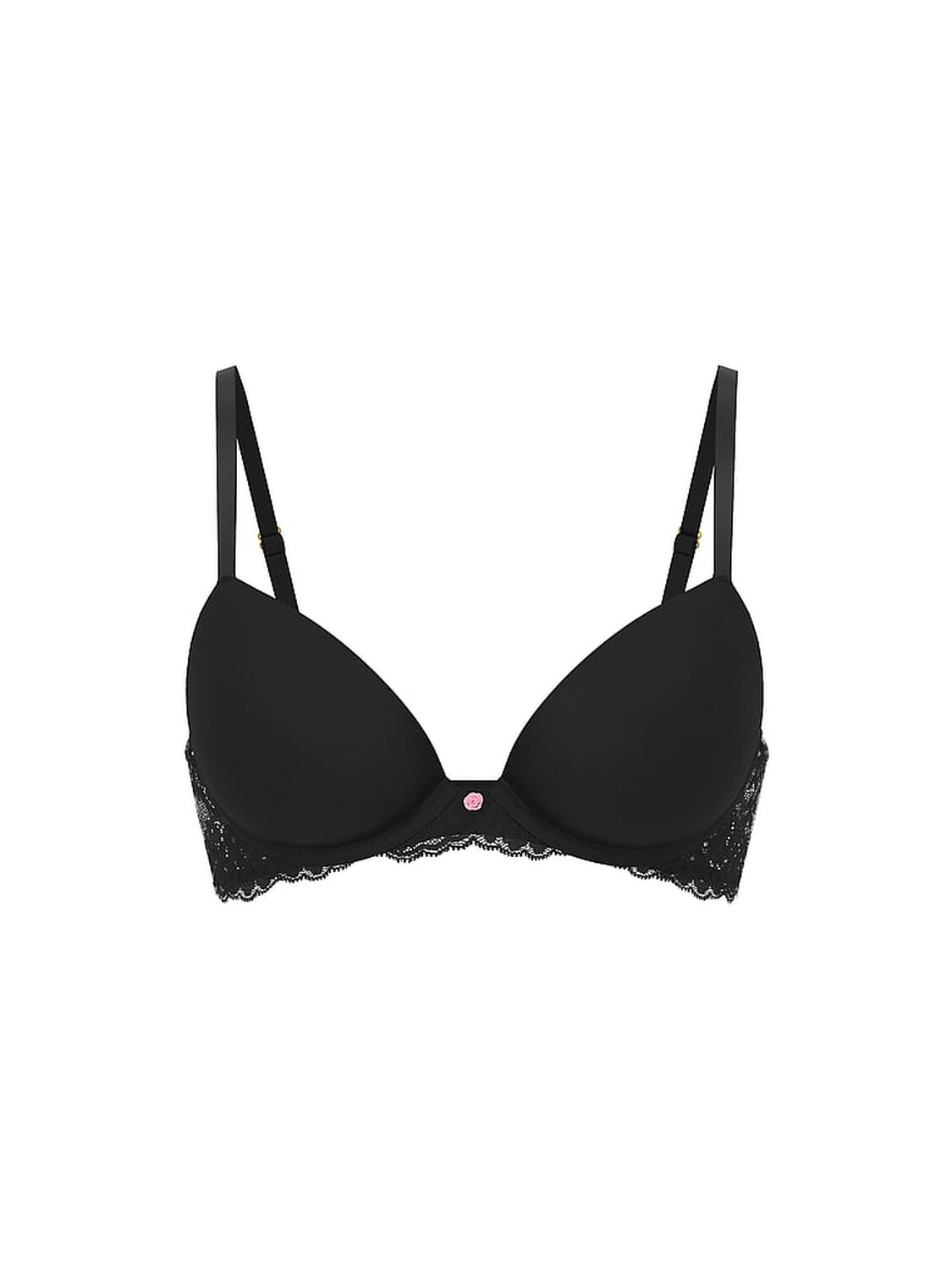 vs Dream Angels Smooth & Lace Push-Up Bra Black 1 of 3 