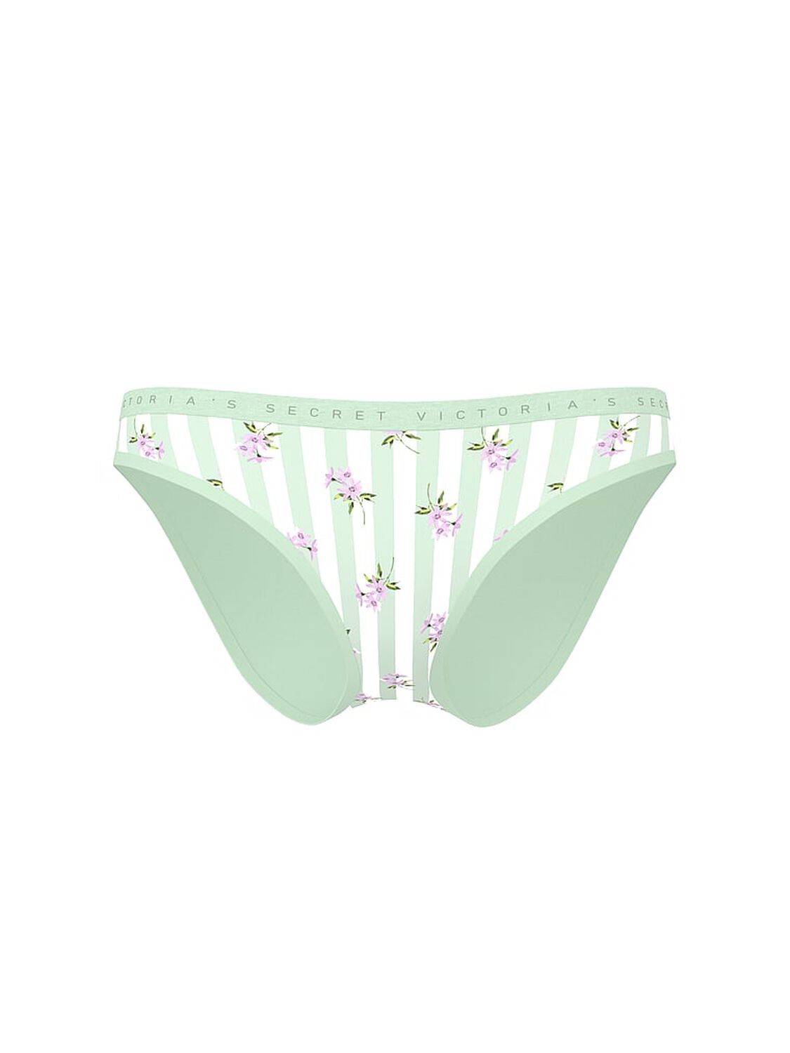 vs Victoria's Secret Stretch Cotton Bikini Panty Mint Stripe Floral 3 of 3 