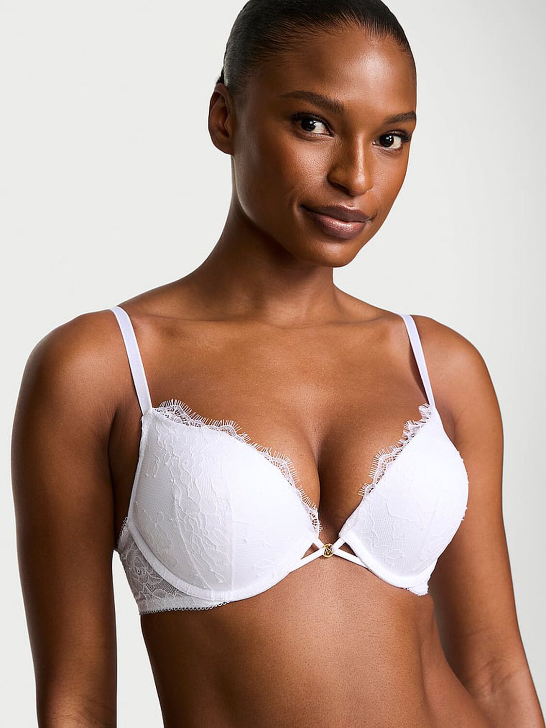 vs Very Sexy Bombshell Add-2-Cups Rose Lace Push-Up Bra Vs White 1 of 3 