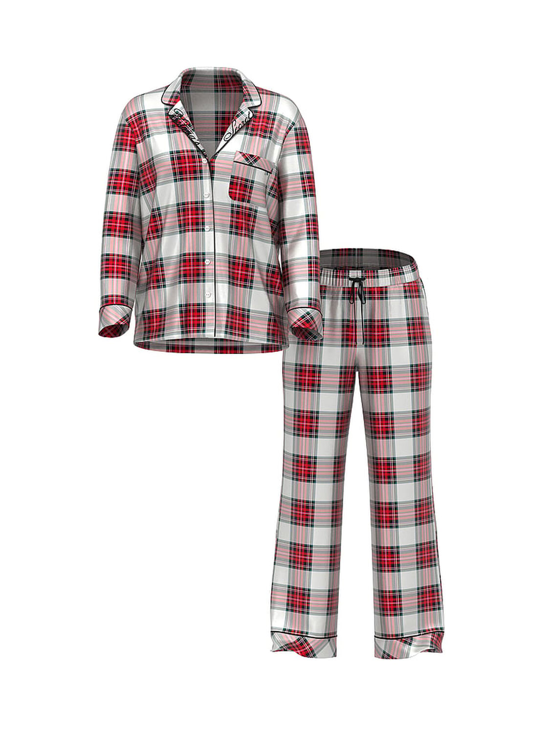 vs Victoria's Secret Flannel Long Pajama Set Print 1 of 3 