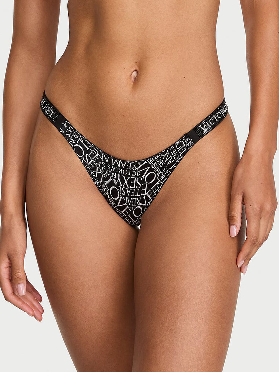 vs Very Sexy Shine Strap Brazilian Panty Black Glam Newspaper 1 of 3 