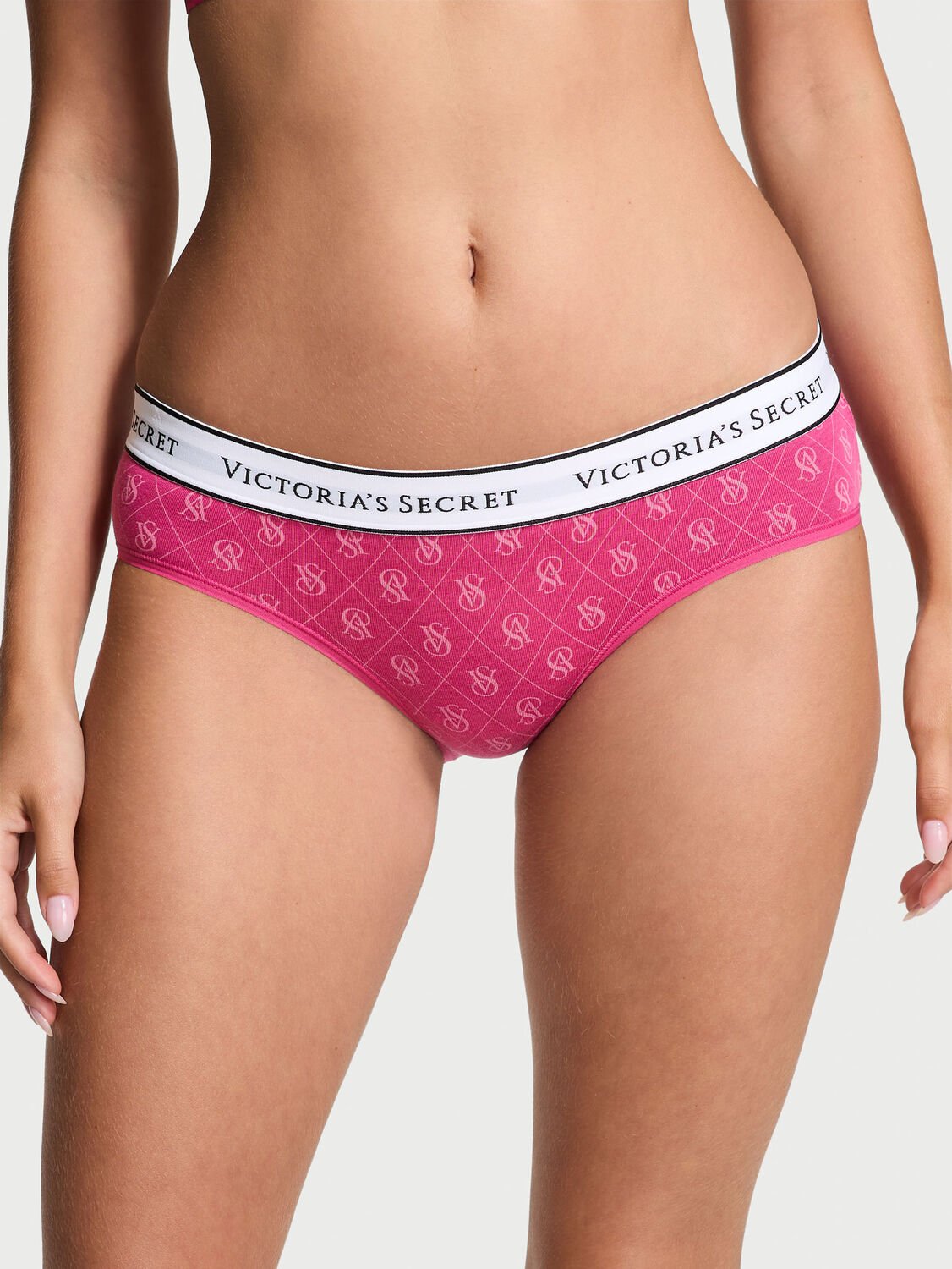 vs Cotton Logo Cotton Hiphugger Panty Pink 1 of 3 
