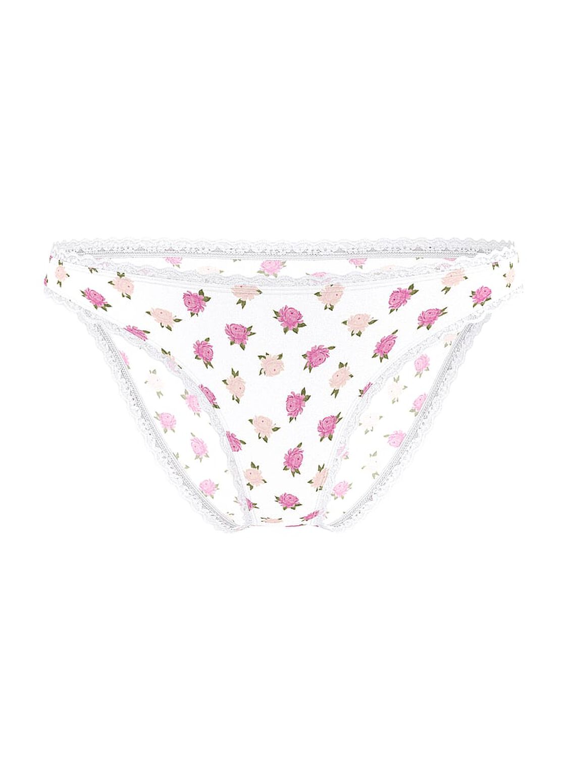 vs The Lacie Lace-Waist Bikini Panty White & Pink Peonies 3 of 3 