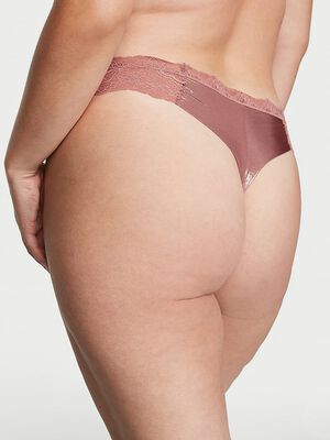 Lace-Trim Smooth Shimmer Thong Panty