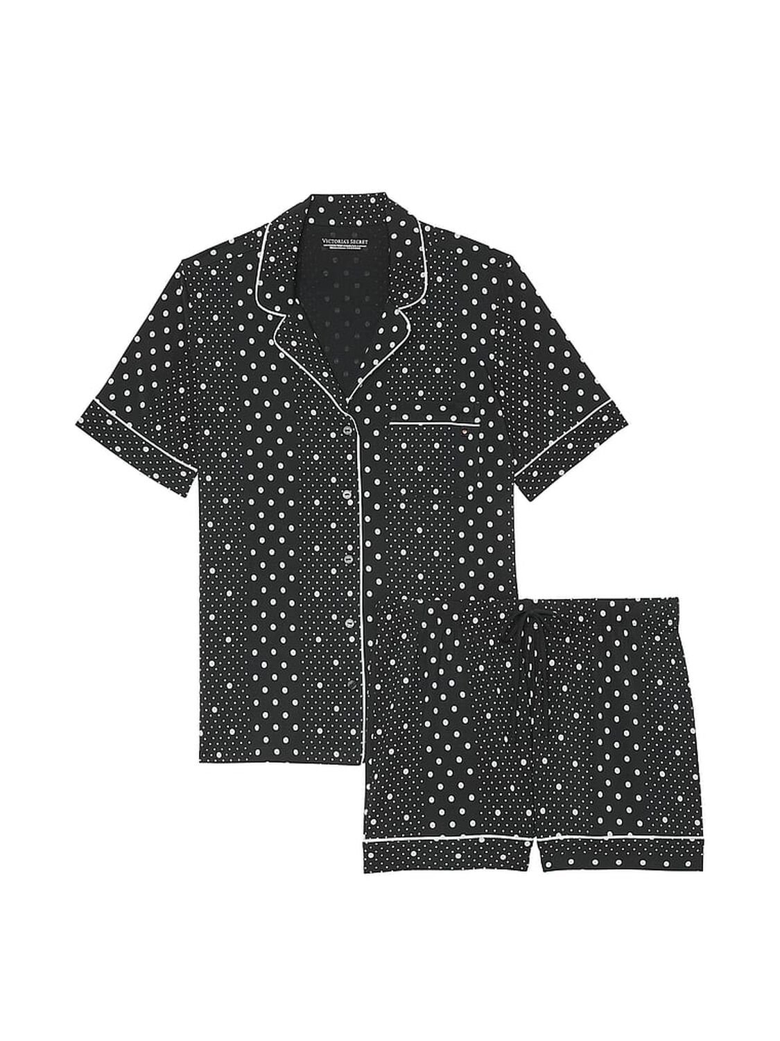 vs Victoria's Secret Modal Soft Short Pajama Set Black Dotted Stripe 1 of 3 