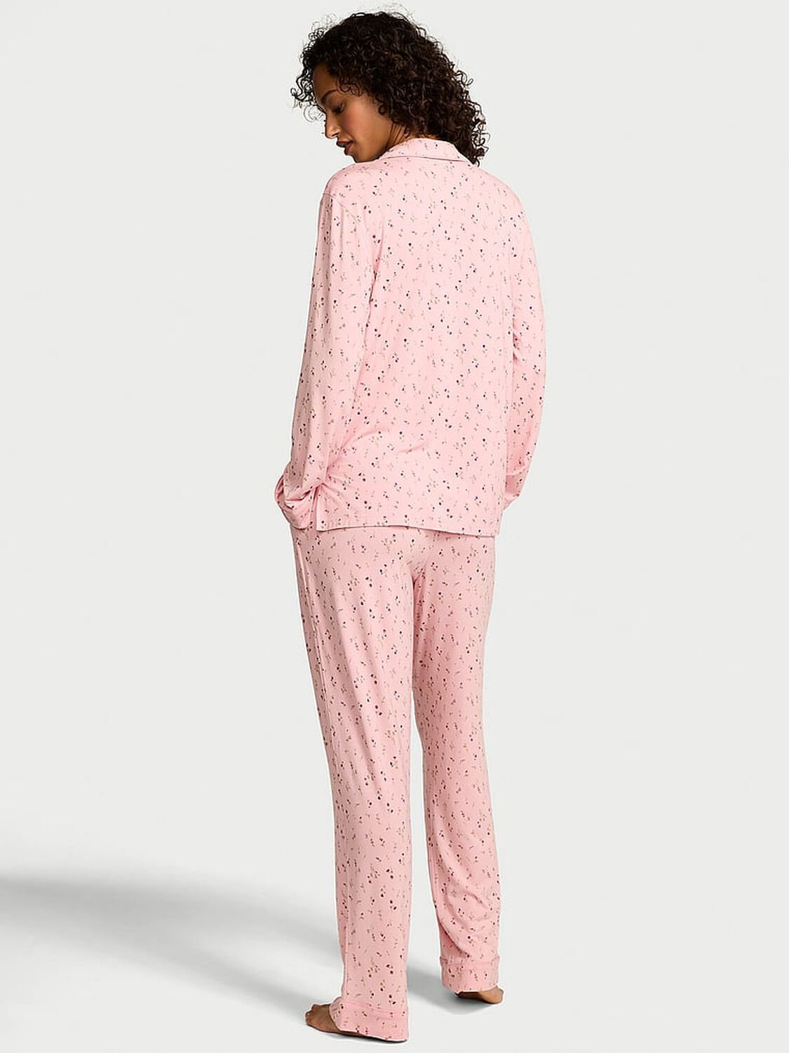 vs Victoria's Secret Modal Soft Long Pajama Set Pink Lily/Angel Pink Ditsy Floral 3 of 3 