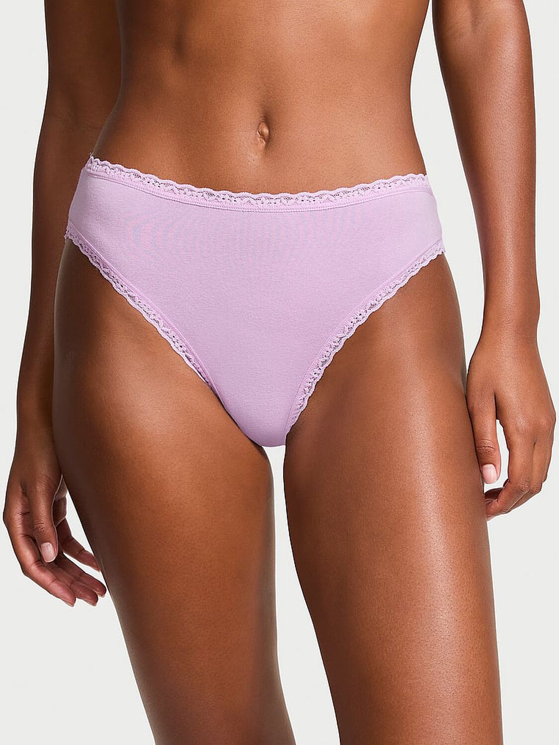 vs The Lacie Lace-Trim Cotton High-Leg Brief Panty 1 of 3 