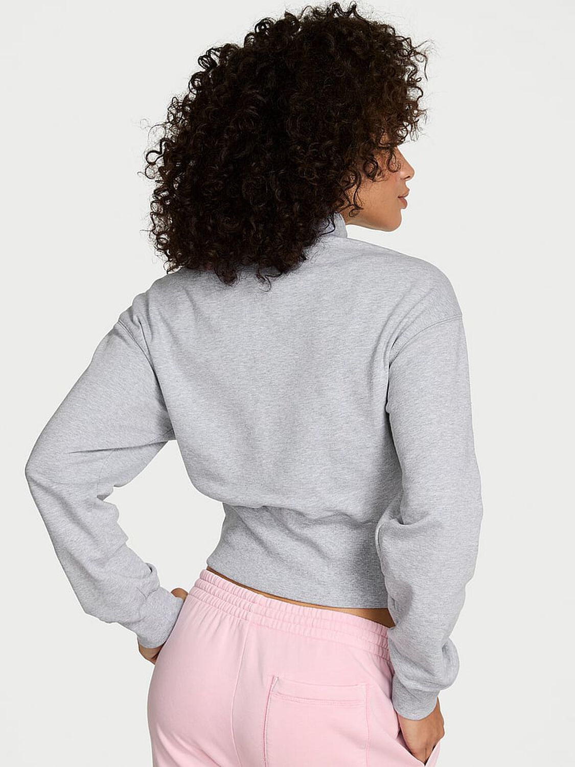 vs Angel Essentials Status Terry Fitted Half-Zip Sweatshirt Medium Heather Grey 2 of 2 