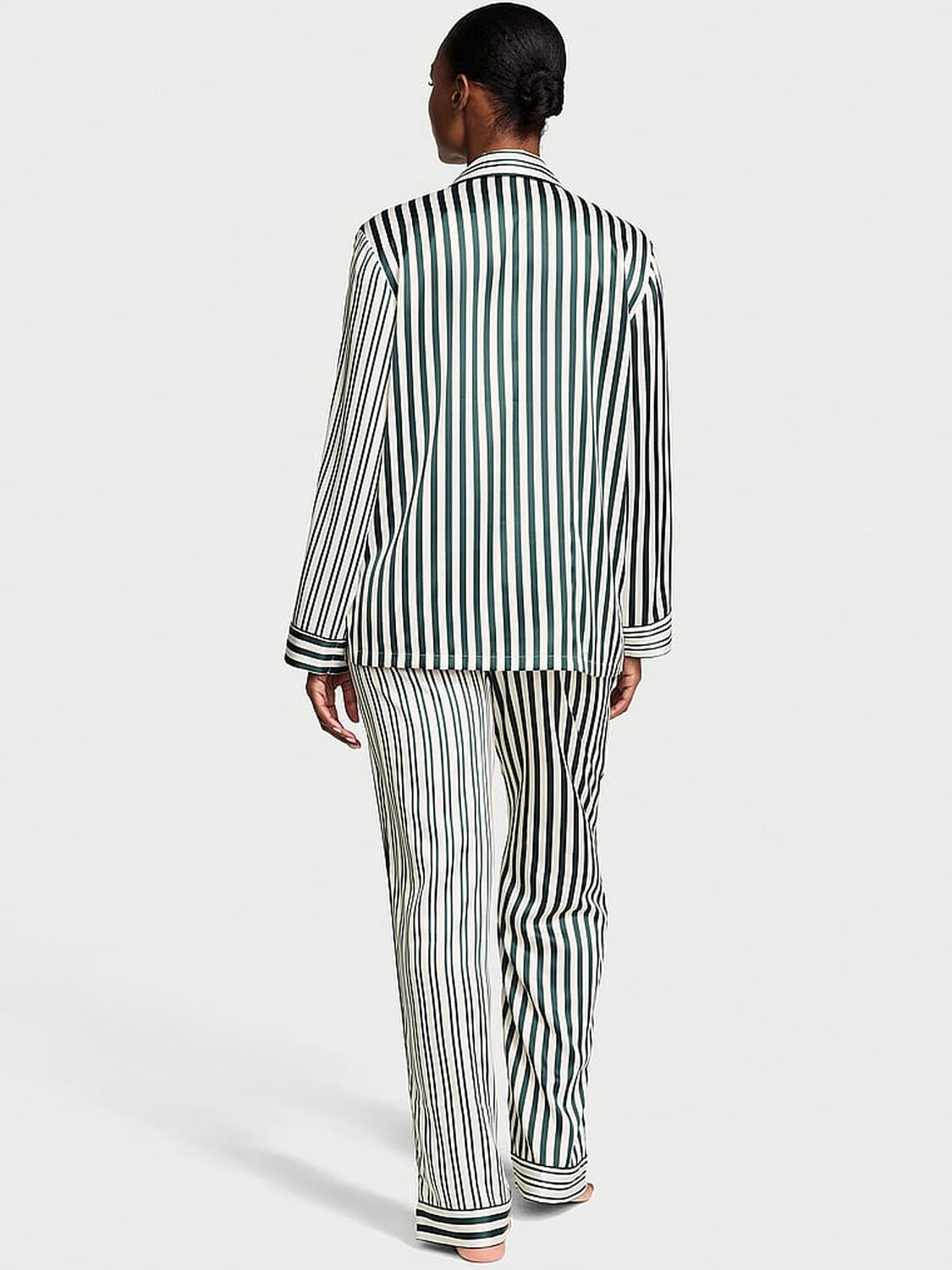 vs Victoria's Secret Glazed Satin Long Pajama Set Iconic Stripe 2 of 4 