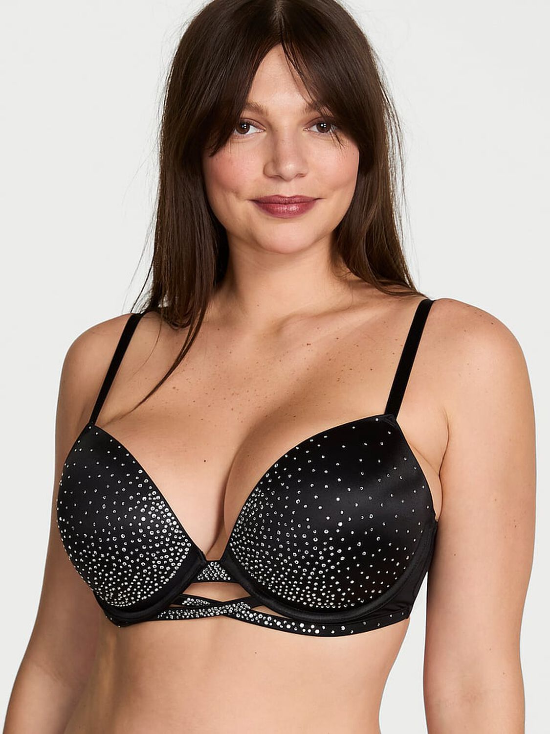 vs Very Sexy Sparkle Crystal Shine Cradle Push-Up Bra Black 1 of 2 