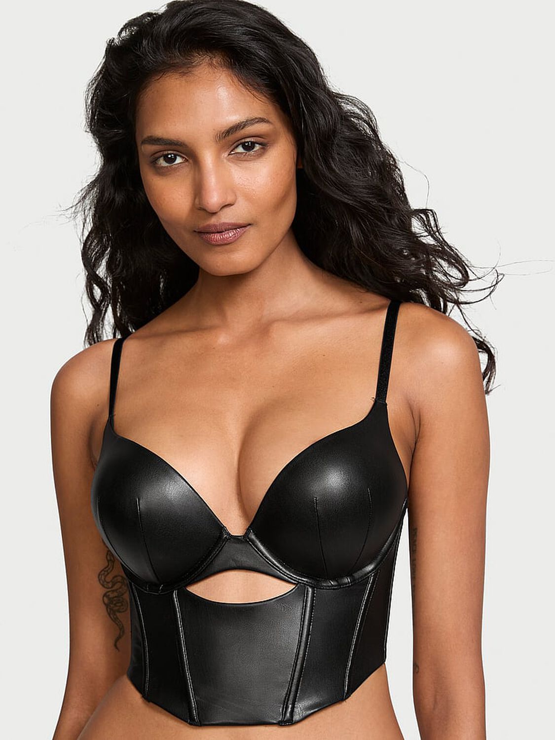 vs Very Sexy Bombshell Add-2-Cups Faux Leather Corset Top 1 of 4