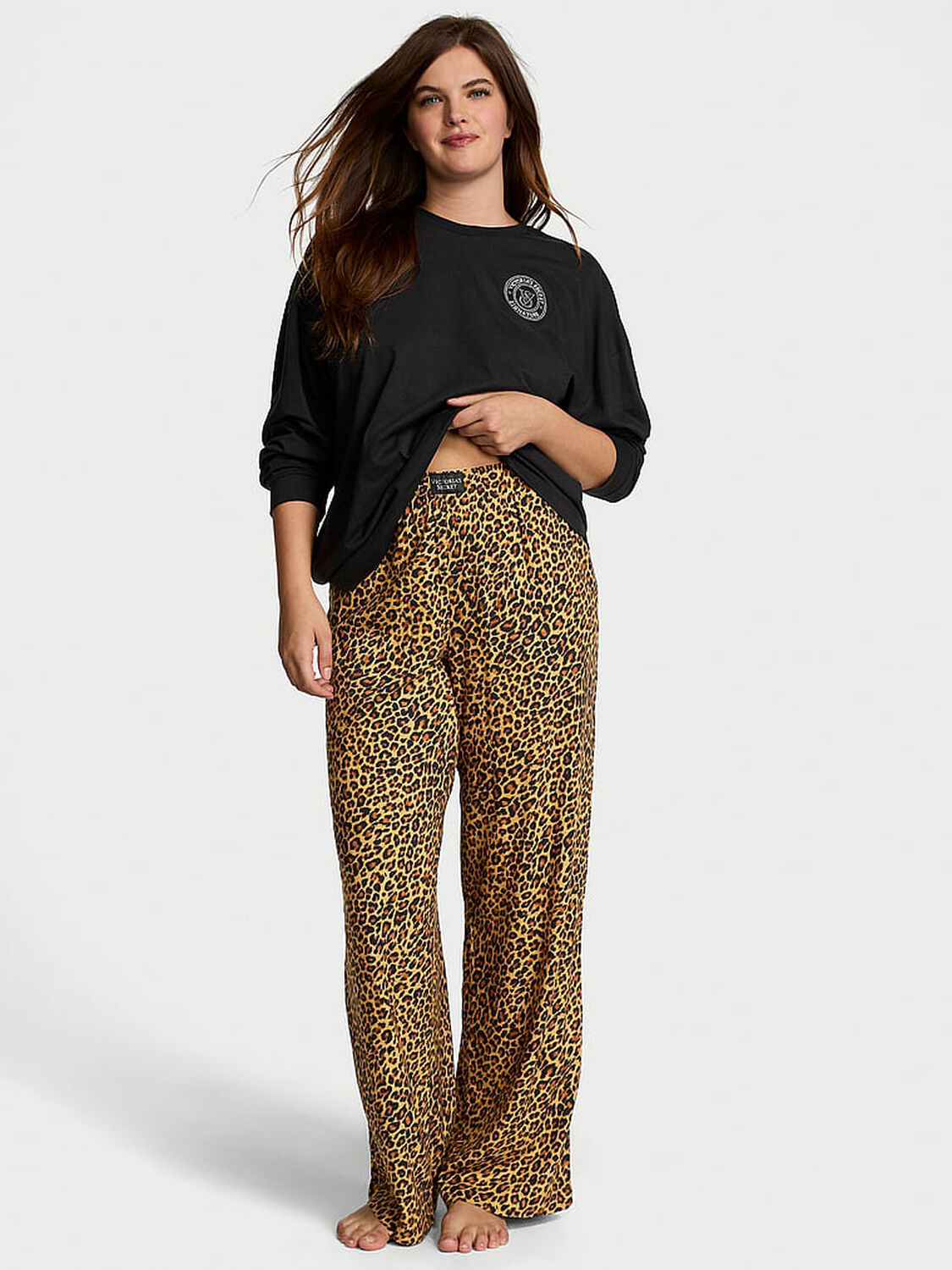vs Victoria's Secret Flannel Long-Sleeve Tee-Jama Set 1 of 4 