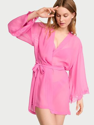 Chiffon & Lace Short Robe