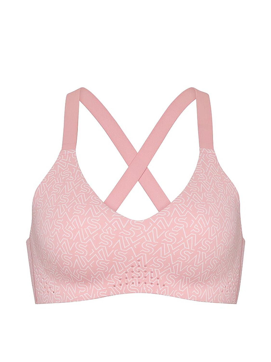 vs Vsx VSX Featherweight&trade; Medium V-Neck Sports Bra Dusk Pink Logos 3 of 3 