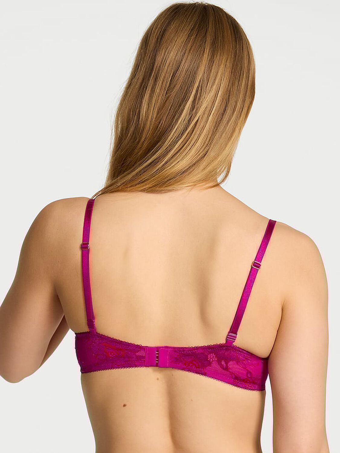 vs Very Sexy Rose Lace Lightly Lined Plunge Demi Bra Berrylicious 2 of 2 