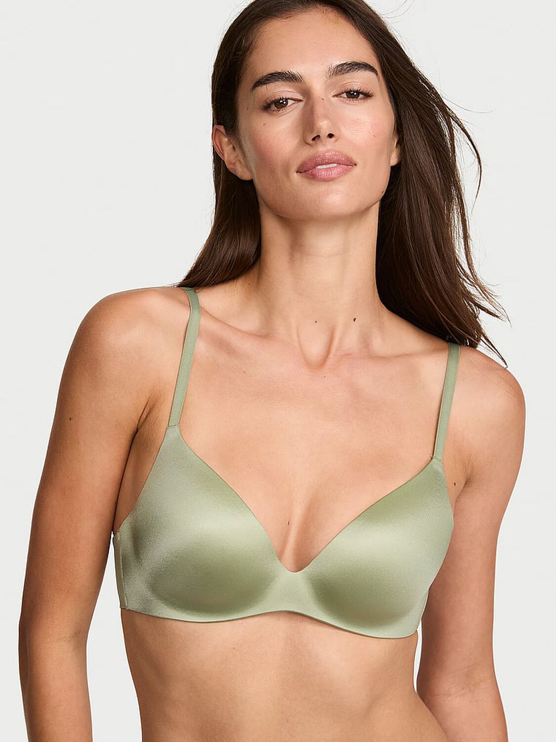 vs Body By Victoria FlexFactor Lightly Lined Plunge Demi Bra Fall Sage 1 of 3 