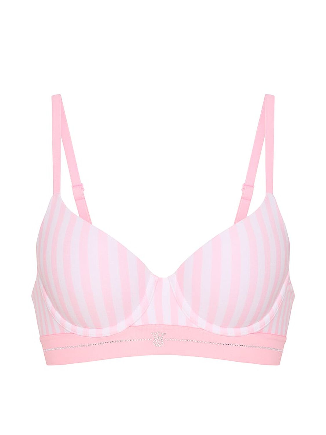 vs The T-Shirt Signature Shine Cotton Lightly Lined Demi Bra Iconic Stripe 3 of 3 