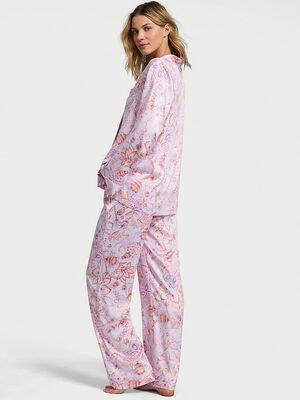 Glazed Satin Long Pajama Set