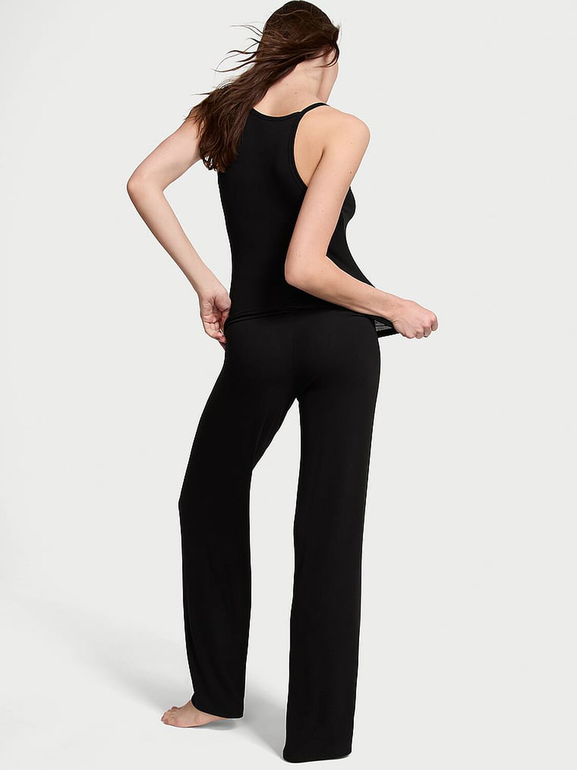 vs Victoria's Secret Ribbed Modal Cami & Pants Set Black 2 of 3 