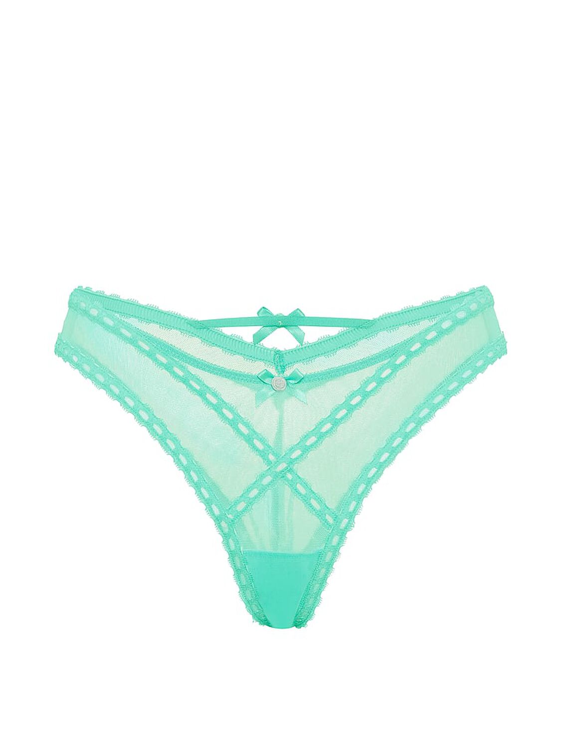 vs Dream Angels Ribbon Slot Mesh Brazilian Panty New Scuba Blue/Bliss 3 of 3 