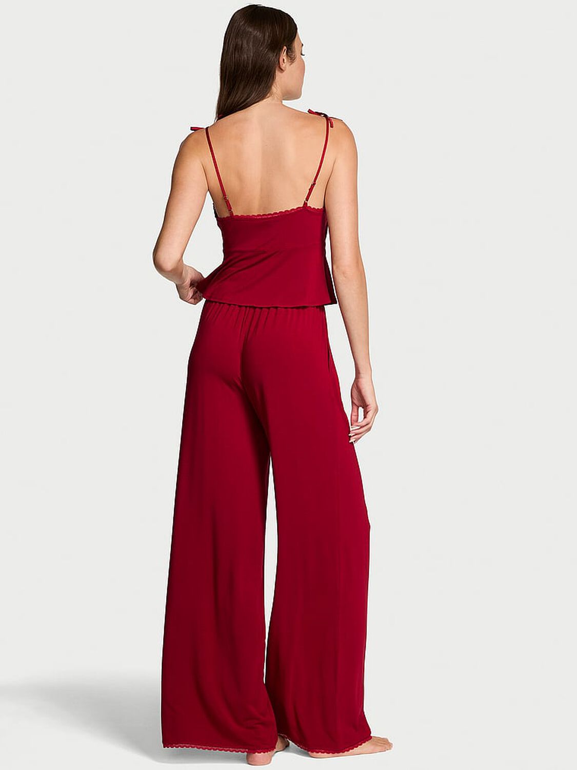 vs Victoria's Secret Modal Soft Bow Cami & Wide-Leg Pant Set Red Lacquer 2 of 2 