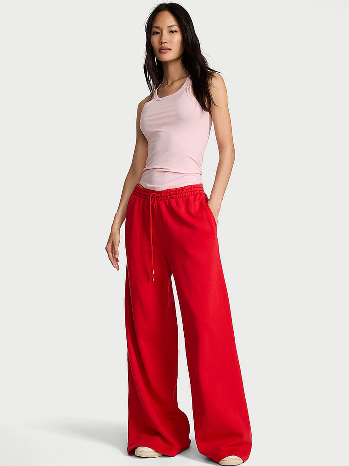 vs Angel Essentials Effortless Fleece Wide-Leg Sweatpant Washed Lipstick 1 of 4 