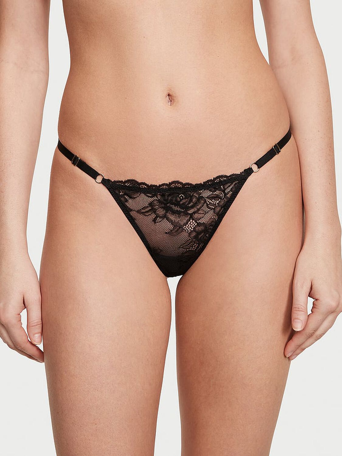 vs Very Sexy Lace Adjustable V-String Panty Black 1 of 3 