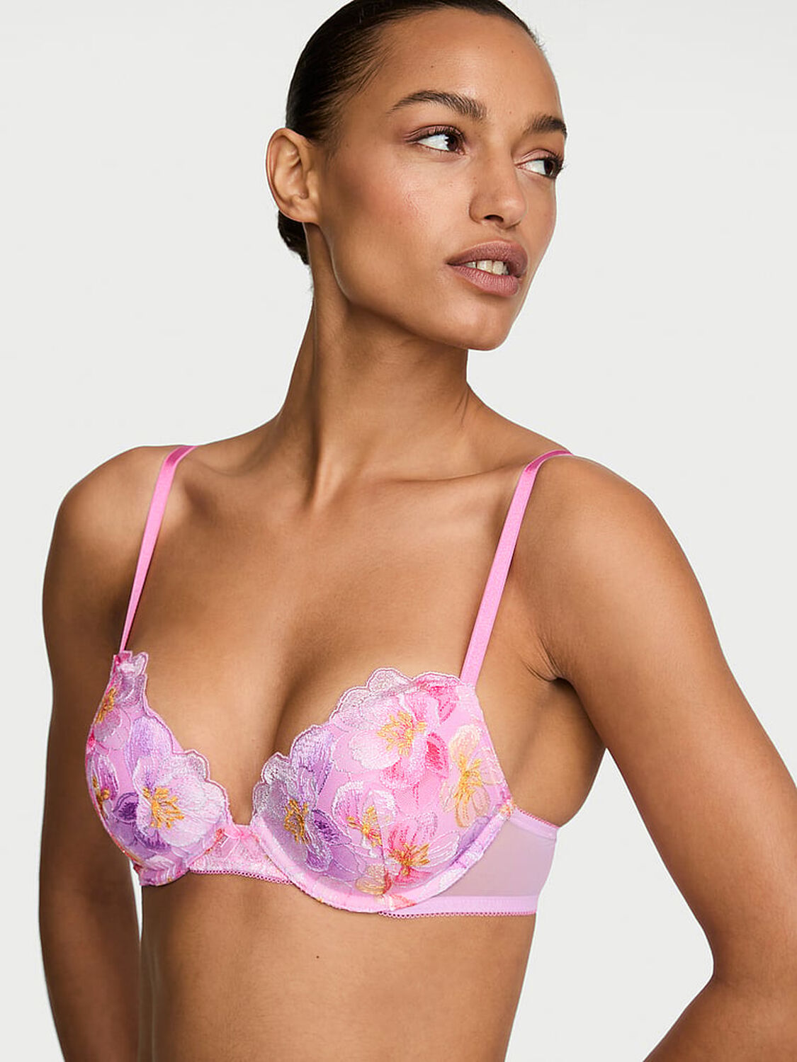 vs Dream Angels Watercolor Embroidery Push-Up Bra Watercolor Pink 1 of 4 