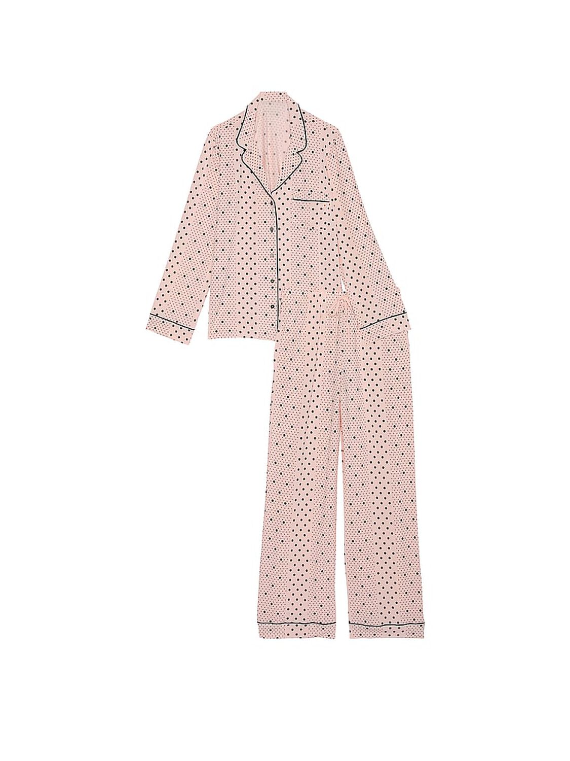 vs Victoria's Secret Modal Soft Long Pajama Set Purest Pink Dot Stripes 3 of 4 