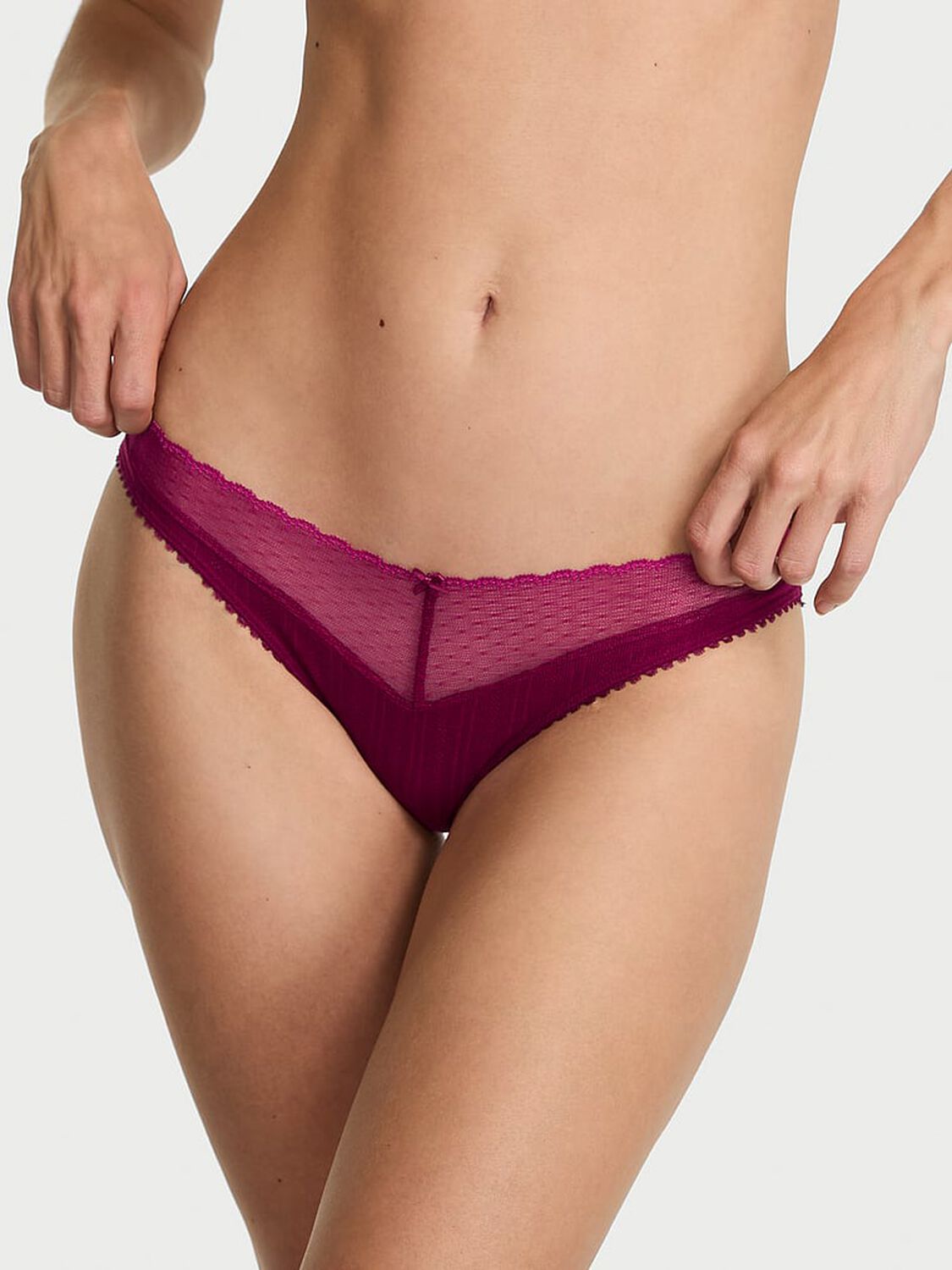 vs Victoria's Secret Lace Pointelle Bikini Panty Fresh Jam 1 of 2 