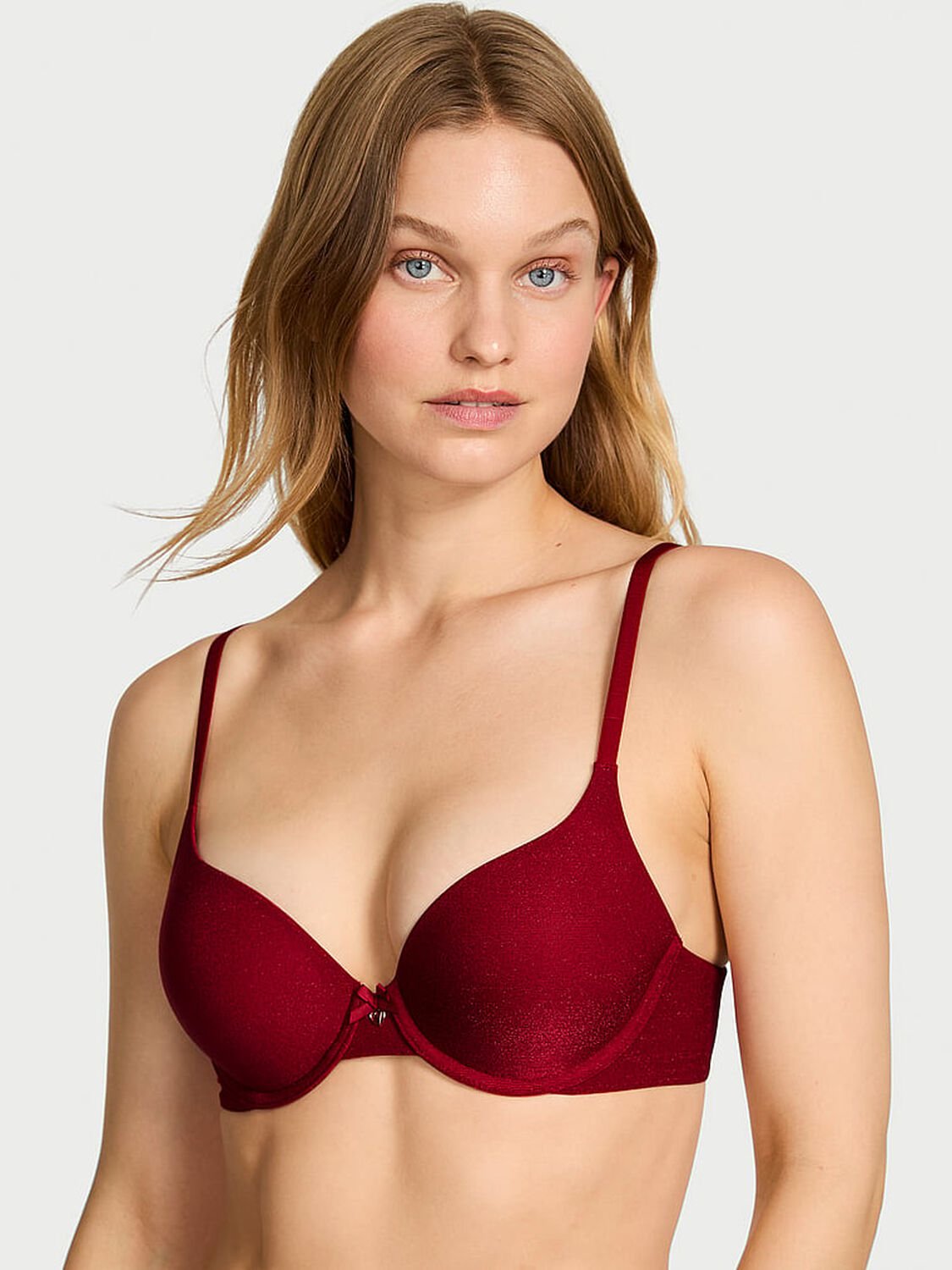 vs Body By Victoria Perfect Shape Shimmer Push-Up Bra Red Lacquer 1 of 2 