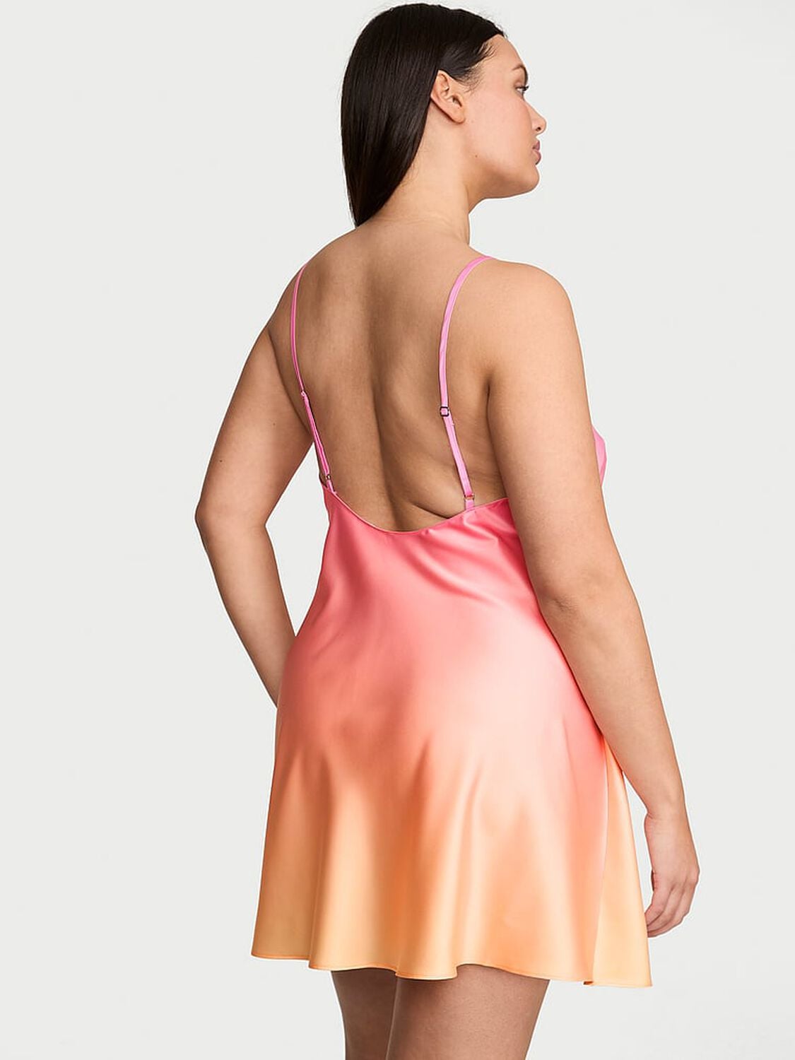 vs Victoria's Secret Heritage Stripe Satin Mini Slip Pink Ombr&eacute; 2 of 3 