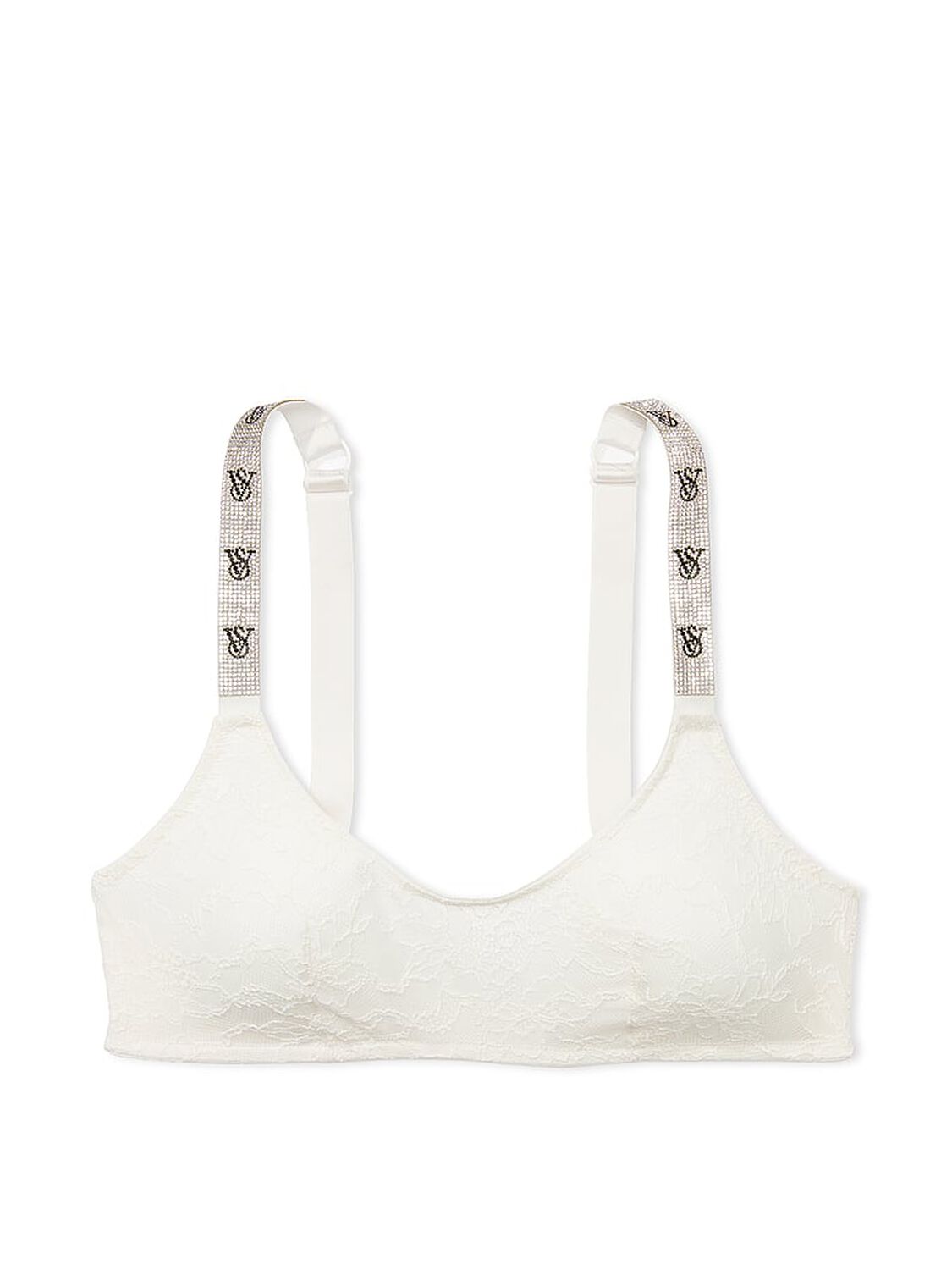 vs Very Sexy Shine Strap Lace Scoop Bralette Coconut White 3 of 4 