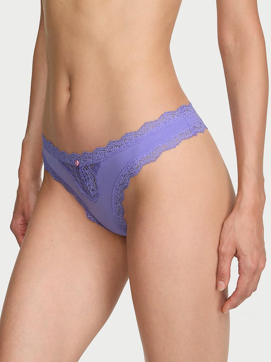 vs Dream Angels Lace-Trim Thong Panty Verywinkle 1 of 3 