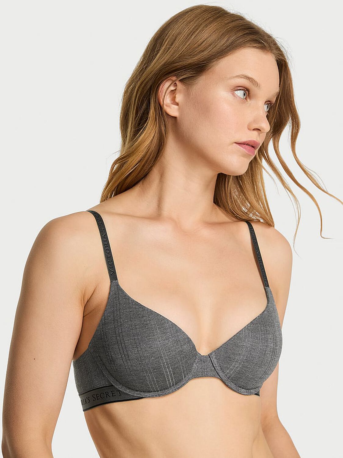 vs The T-Shirt Ultra-Fine Modal Lightly Lined Demi Bra Heather Anthracite 4 of 4 
