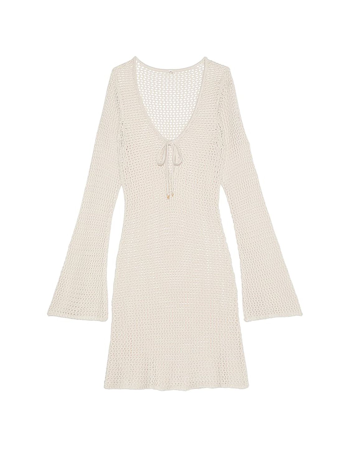 vs Victoria's Secret Swim Beachwear Crochet Long-Sleeve Mini Dress Natural 1 of 3 