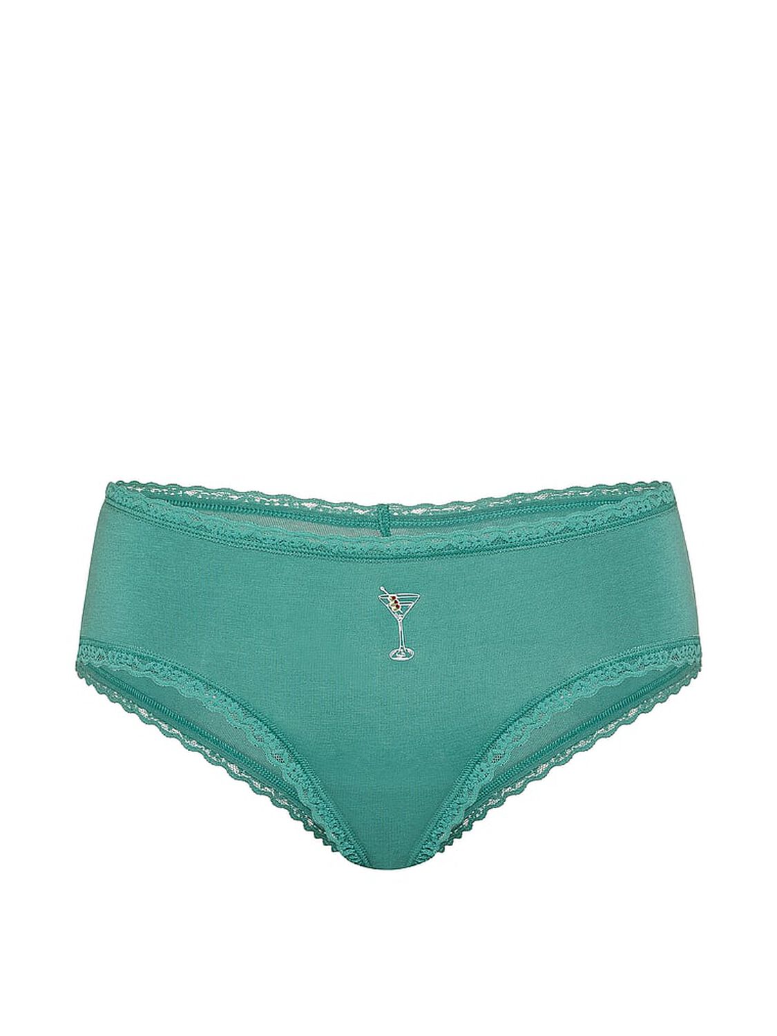 vs Lace Trim Cotton Lace-Waist Cheeky Panty Gentle Green Martini 3 of 3 