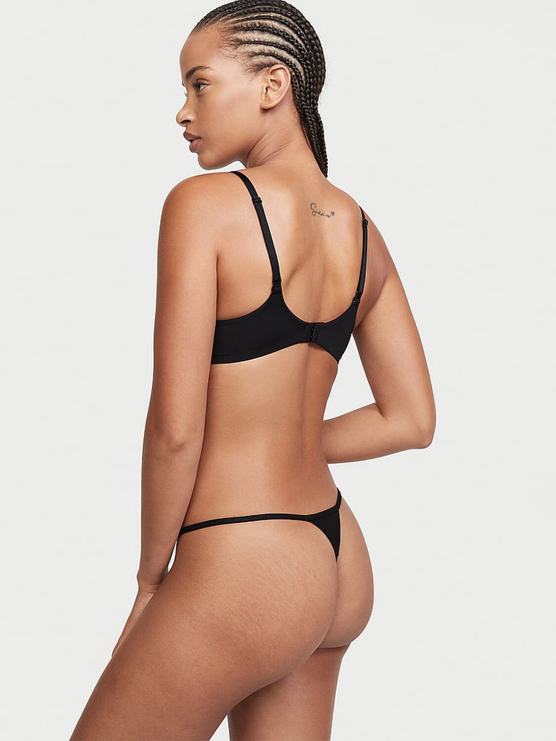 vs Victoria's Secret Stretch Cotton V-String Panty Black 2 of 5 