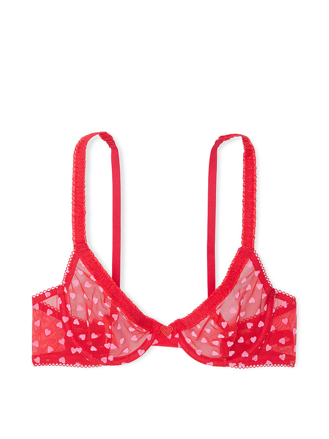 vs Victoria's Secret Tease Hearts Unlined Demi Bra Bright Vermillion Hearts 3 of 4 